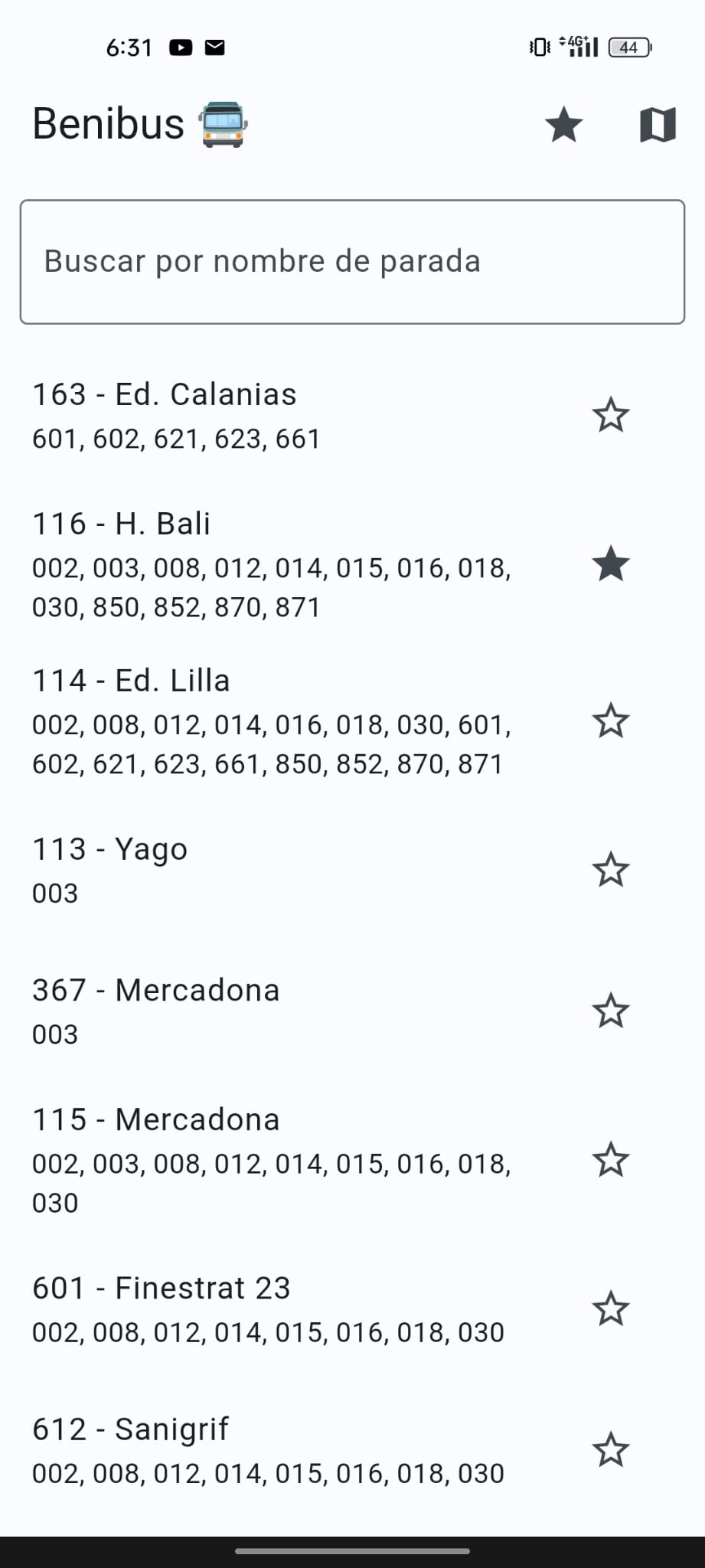 Benibus nearby bus stops